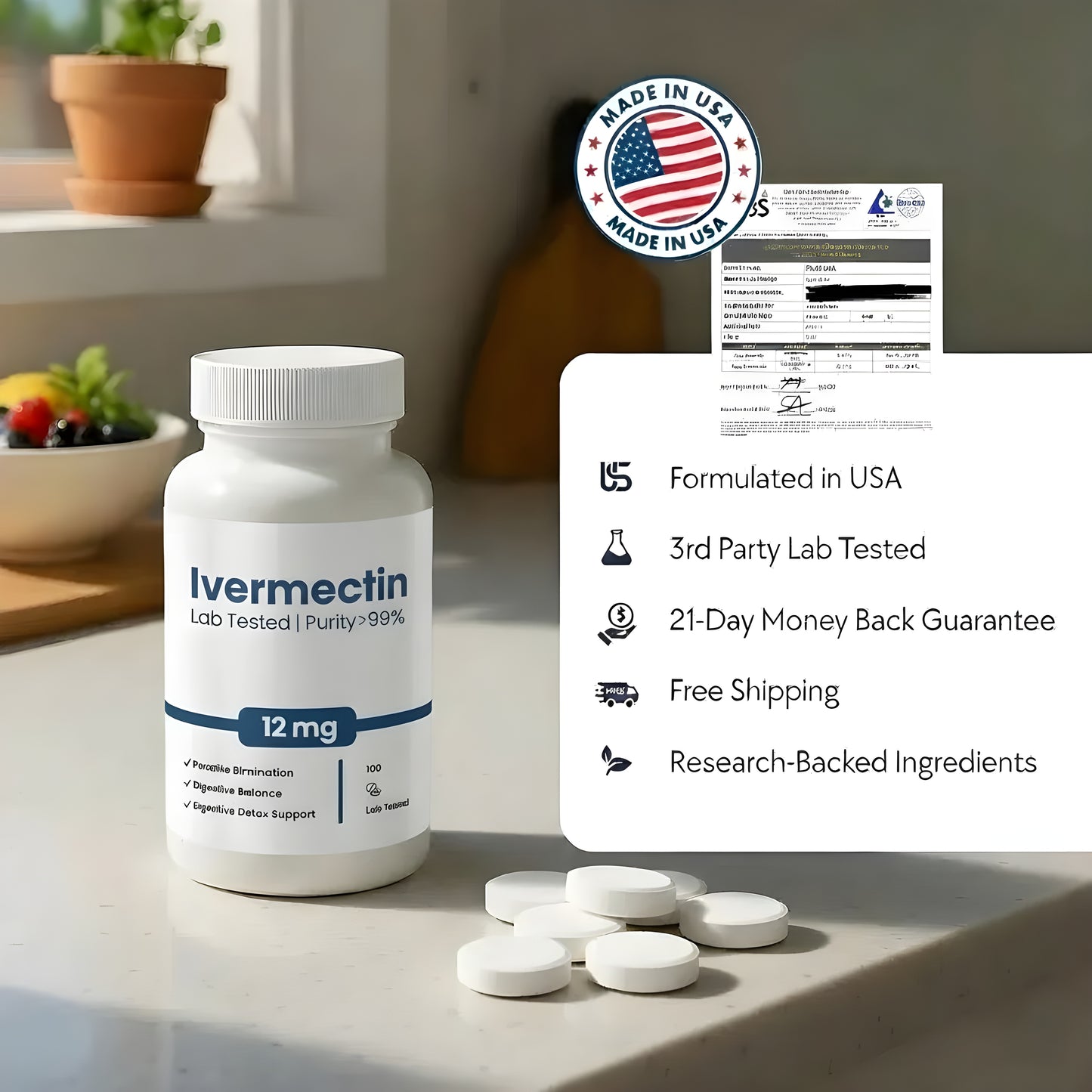 Ivermectin 12MG, 99% Purity